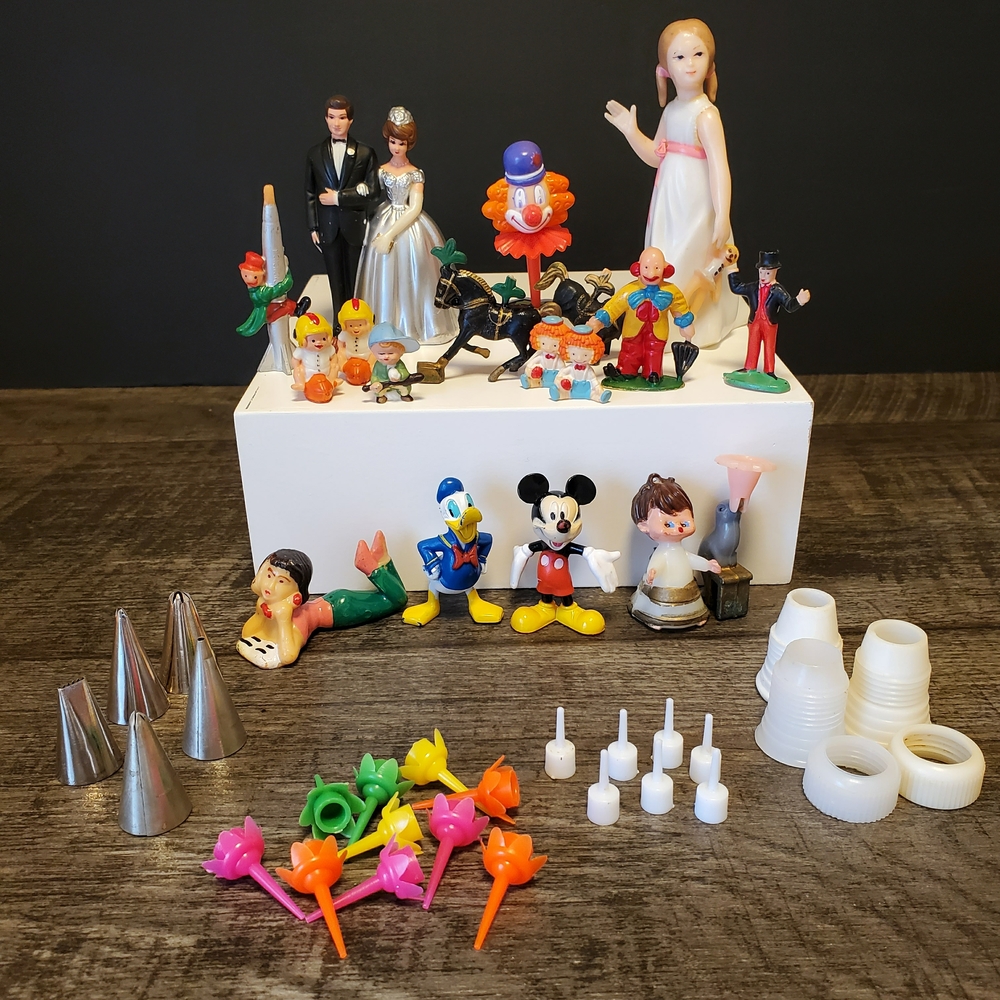 Vintage Assorted Character Cake Toppers Sets Trinkets